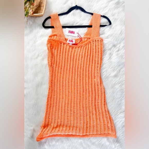 SOLID & STRIPED The Ryan Crochet Dress swim COVERUP MEDIUM - Picture 2 of 4